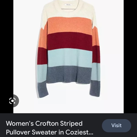 Madewell Crofton Striped Pullover Sweater in Coziest Yarn XXS - Picture 7 of 8